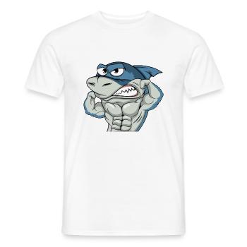 Cooler Hai mit Muskeln Bodybuilder #3 Cool Sharks - Männer T-Shirt - Weiß - Vorne - AI Model Male 178 dark (178cm)