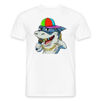 Cooler Rapper Hai mit Mikrofon #13 Cool Sharks - Männer T-Shirt - Weiß - Vorne - AI Model Male 178 dark (178cm)