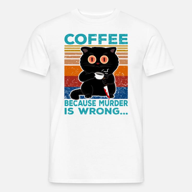 Kaffee Katze lustig Kaffee Espresso Witz Katzen - Männer T-Shirt - Weiß