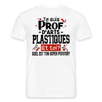 Prof Professeur Métier Arts Plastiques Dessin - T-shirt homme - blanc - Devant - AI Model Male 178 dark (178cm)