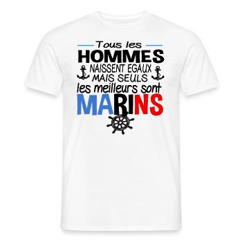 Marin Marine Skipper Métier Cadeau Humour Mer - T-shirt homme - blanc - Devant - AI Model Male 178 dark (178cm)