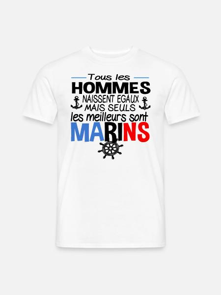 Marin Marine Skipper Métier Cadeau Humour Mer - T-shirt homme - blanc