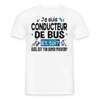 Conducteur de Bus Cadeau Homme Humour Métier - T-shirt homme - blanc - Devant - AI Model Male 178 dark (178cm)