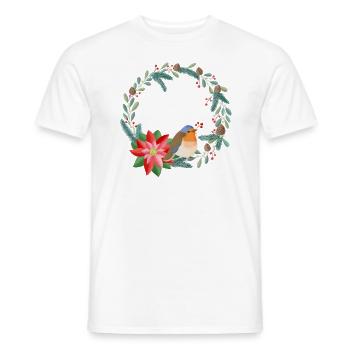 Christmas wreath can be personalized with your text - Men's T-Shirt - white - Front - AI Model Male 178 dark (178cm)