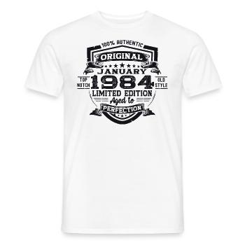 Born 1984 January 39th birthday Gift man - Men's T-Shirt - white - Front - AI Model Male 178 dark (178cm)