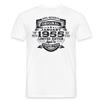 Né en 1955 janvier 68e anniversaire cadeau homme - T-shirt homme - blanc - Devant - AI Model Male 178 dark (178cm)