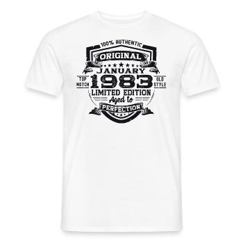 Born 1983 January 40th birthday Gift man - Men's T-Shirt - white - Front - AI Model Male 178 dark (178cm)