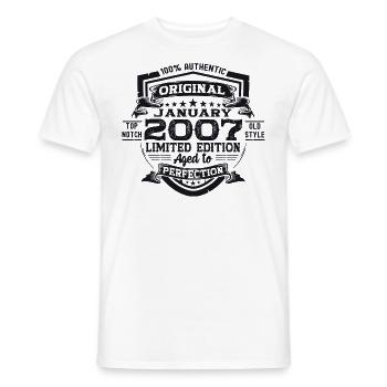 Year 2007 January 16th birthday gift man - Men's T-Shirt - white - Front - AI Model Male 178 dark (178cm)