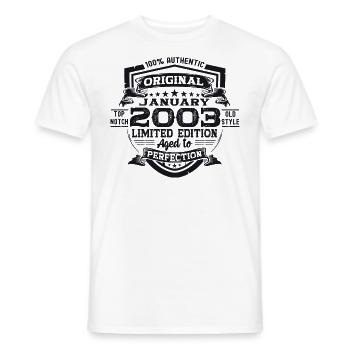 Année 2003 Janvier 20e anniversaire cadeau homme - T-shirt homme - blanc - Devant - AI Model Male 178 dark (178cm)