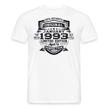 Born 1993 January 30th birthday Gift man - Men's T-Shirt - white - Front - AI Model Male 178 dark (178cm)