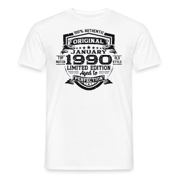 Né le 33 janvier 1990 Homme cadeau - T-shirt homme - blanc - Devant - AI Model Male 178 dark (178cm)