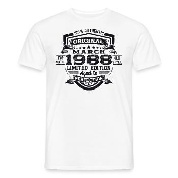 35e anniversaire Mann Original March Né en 1988 - T-shirt homme - blanc - Devant - AI Model Male 178 dark (178cm)