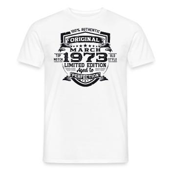 50th birthday Mann Original March Born 1973 - Men's T-Shirt - white - Front - AI Model Male 178 dark (178cm)