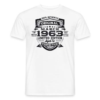 60. Geburtstag Mann Original März Jahrgang 1963 - Männer T-Shirt - Weiß - Vorne - AI Model Male 178 dark (178cm)