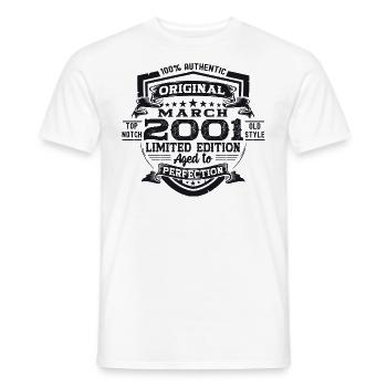 22nd Birthday Man Original March Vintage 2001 - Men's T-Shirt - white - Front - AI Model Male 178 dark (178cm)
