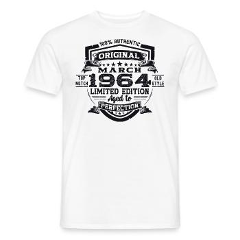 60. Geburtstag Mann Original März Jahrgang 1964 - Männer T-Shirt - Weiß - Vorne - AI Model Male 178 dark (178cm)