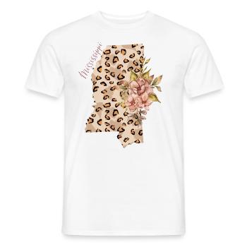 Mississippi Leopard Pattern Map Leo - Men's T-Shirt - white - Front - AI Model Male 178 dark (178cm)