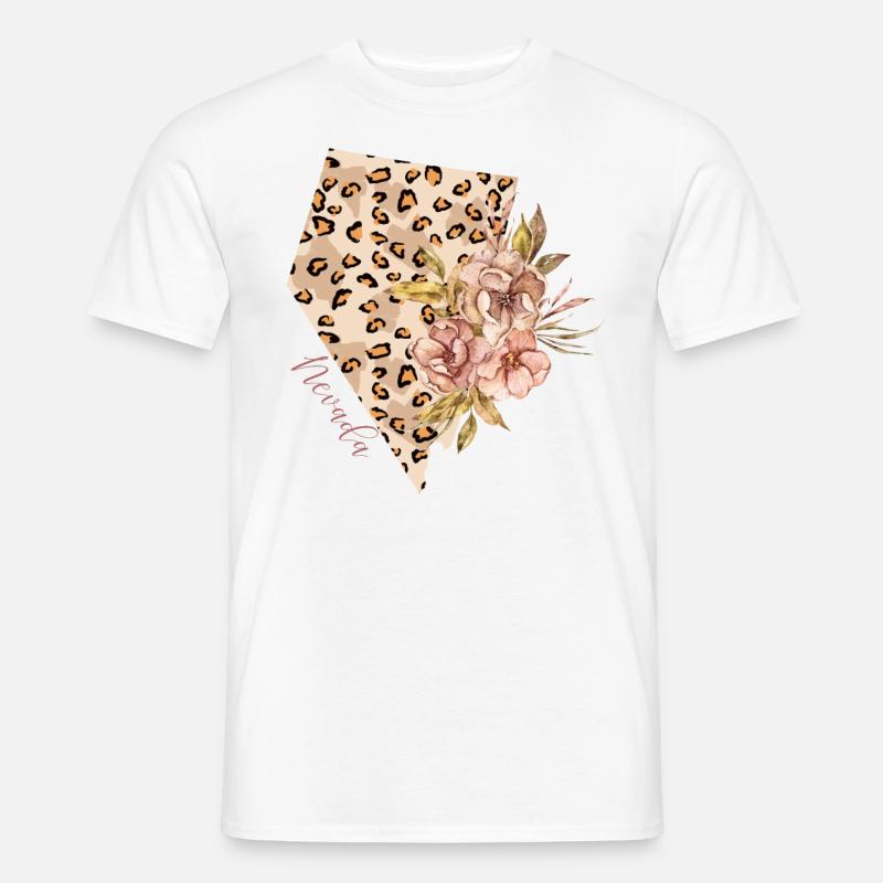 Nevada Leopard Pattern Map Leo - Men's T-Shirt - white