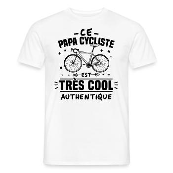 Ce papa cycliste est cool et authentique - T-shirt homme - blanc - Devant - AI Model Male 178 dark (178cm)