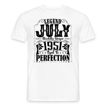 July 1951. Birthday present July 1951. - Men's T-Shirt - white - Front - AI Model Male 178 dark (178cm)