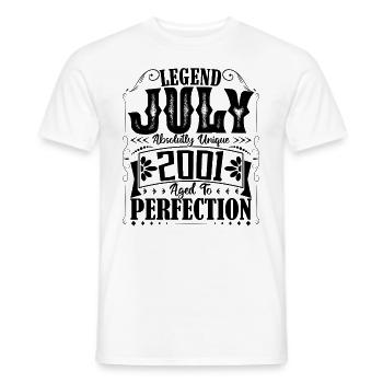 Juillet 2001. Cadeau d'Anniversaire juillet 2001. - T-shirt homme - blanc - Devant - AI Model Male 178 dark (178cm)