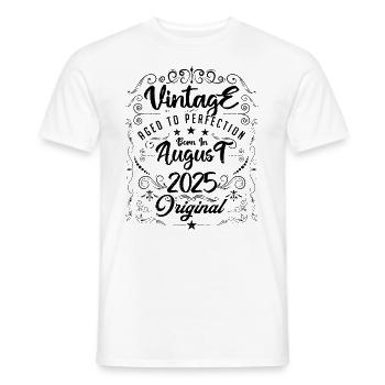 Vintage Né(e) en Août 2025. anniversaire août 2025 - T-shirt homme - blanc - Devant - AI Model Male 178 dark (178cm)