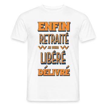 Enfin retraité cadeau retraite humour - T-shirt homme - blanc - Devant - AI Model Male 178 dark (178cm)