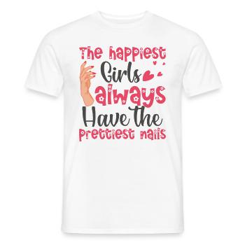 Les filles les plus heureuses ont les plus jolies - T-shirt homme - blanc - Devant - AI Model Male 178 dark (178cm)