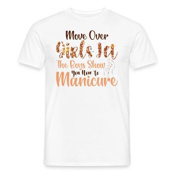 Place là, les filles - prothésistes ongulaires - T-shirt homme - blanc - Devant - AI Model Male 178 dark (178cm)