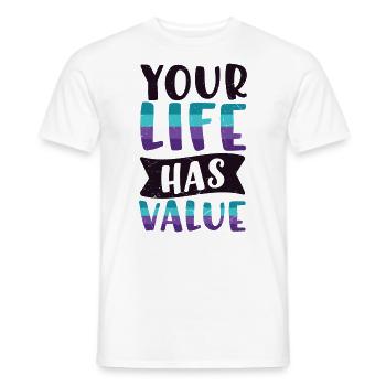 Prévention du suicide : votre vie a de la valeur - T-shirt homme - blanc - Devant - AI Model Male 178 dark (178cm)