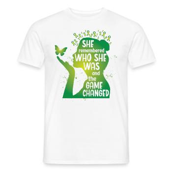 Elle s’est souvenue de qui elle était - T-shirt homme - blanc - Devant - AI Model Male 178 dark (178cm)