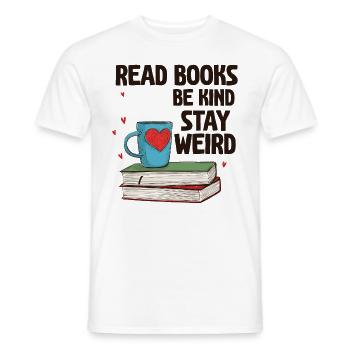 Reading books Be friendly Crazy Reading - Men's T-Shirt - white - Front - AI Model Male 178 dark (178cm)