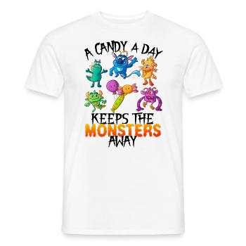 One Candy A Day Monster Funny Halloween - Men's T-Shirt - white - Front - AI Model Male 178 dark (178cm)