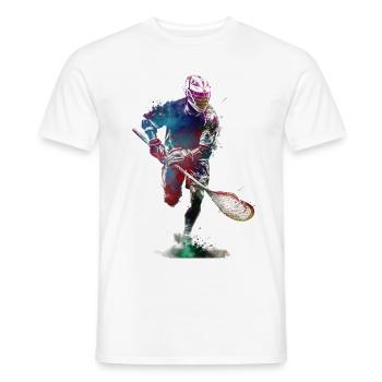 L’art sportif de la crosse #lacrosse #sport - T-shirt homme - blanc - Devant - AI Model Male 178 dark (178cm)