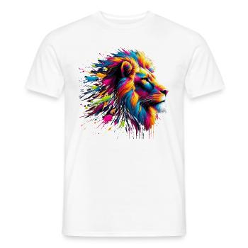 Lion Animal Print Art Animal Lover Multi Colored Lion - Men's T-Shirt - white - Front - AI Model Male 178 dark (178cm)