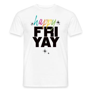 Happy Fri Yay Teacher Weekend Funny Meme - Men's T-Shirt - white - Front - AI Model Male 178 dark (178cm)
