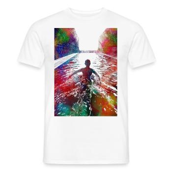 Swimming sport art #swimmer #sport - Men's T-Shirt - white - Front - AI Model Male 178 dark (178cm)