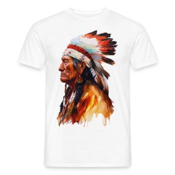Chef amérindien Tribu amérindienne Apache Sioux - T-shirt homme - blanc - Devant - AI Model Male 178 dark (178cm)