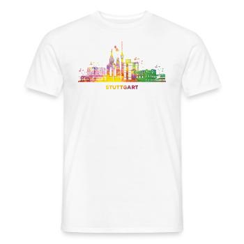 Paysage urbain Stuttgart Skyline Stuttgarter - T-shirt homme - blanc - Devant - AI Model Male 178 dark (178cm)