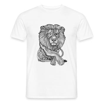 Lines art lion #lion - Men's T-Shirt - white - Front - AI Model Male 178 dark (178cm)