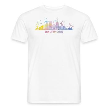 Baltimorean Watercolor Skyline Baltimore - Men's T-Shirt - white - Front - AI Model Male 178 dark (178cm)