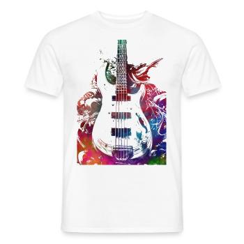 Musique guitare basse - T-shirt homme - blanc - Devant - AI Model Male 178 dark (178cm)
