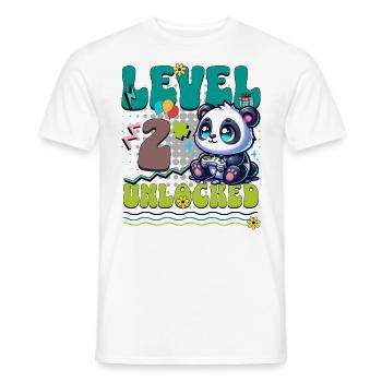 2ème anniversaire Niveau Débloqué Gaming Panda - T-shirt homme - blanc - Devant - AI Model Male 178 dark (178cm)