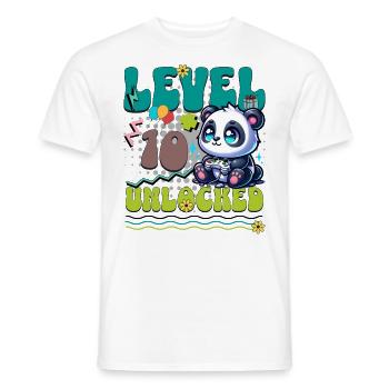 10th Anniversary Level Unlocked Gaming Panda - Men's T-Shirt - white - Front - AI Model Male 178 dark (178cm)
