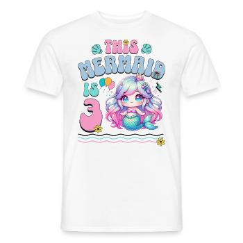 Meerjungfrau 3. Geburtstag Mädchen Kinder - Männer T-Shirt - Weiß - Vorne - AI Model Male 178 dark (178cm)