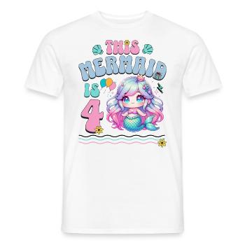 Mermaid 4th Birthday Girl Kids - Men's T-Shirt - white - Front - AI Model Male 178 dark (178cm)