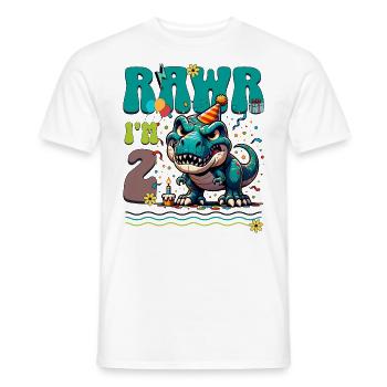 2ème anniversaire Rawr T Rex Dinosaure - T-shirt homme - blanc - Devant - AI Model Male 178 dark (178cm)