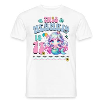 Mermaid 11th Birthday Girl Kids - Men's T-Shirt - white - Front - AI Model Male 178 dark (178cm)