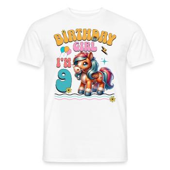 poney 9e anniversaire fille équitation - T-shirt homme - blanc - Devant - AI Model Male 178 dark (178cm)