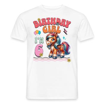 6ème anniversaire fille équitation - T-shirt homme - blanc - Devant - AI Model Male 178 dark (178cm)